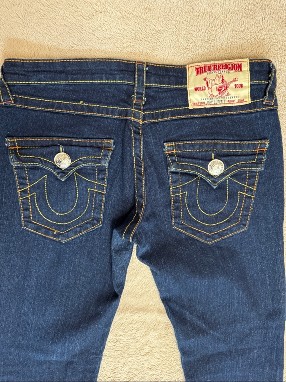 True Religion Joey Super T Indigo Dark Wash Flared Leg Jeans sz 31 - Picture 11 of 12